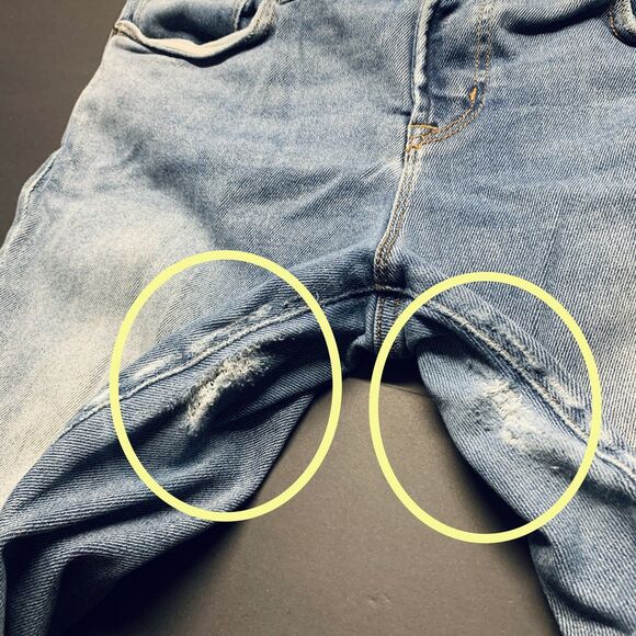 BLANQI® Maternity Jeans Size 12 Capri Knit Band Straight Leg Med Wash Denim READ - Picture 6 of 12